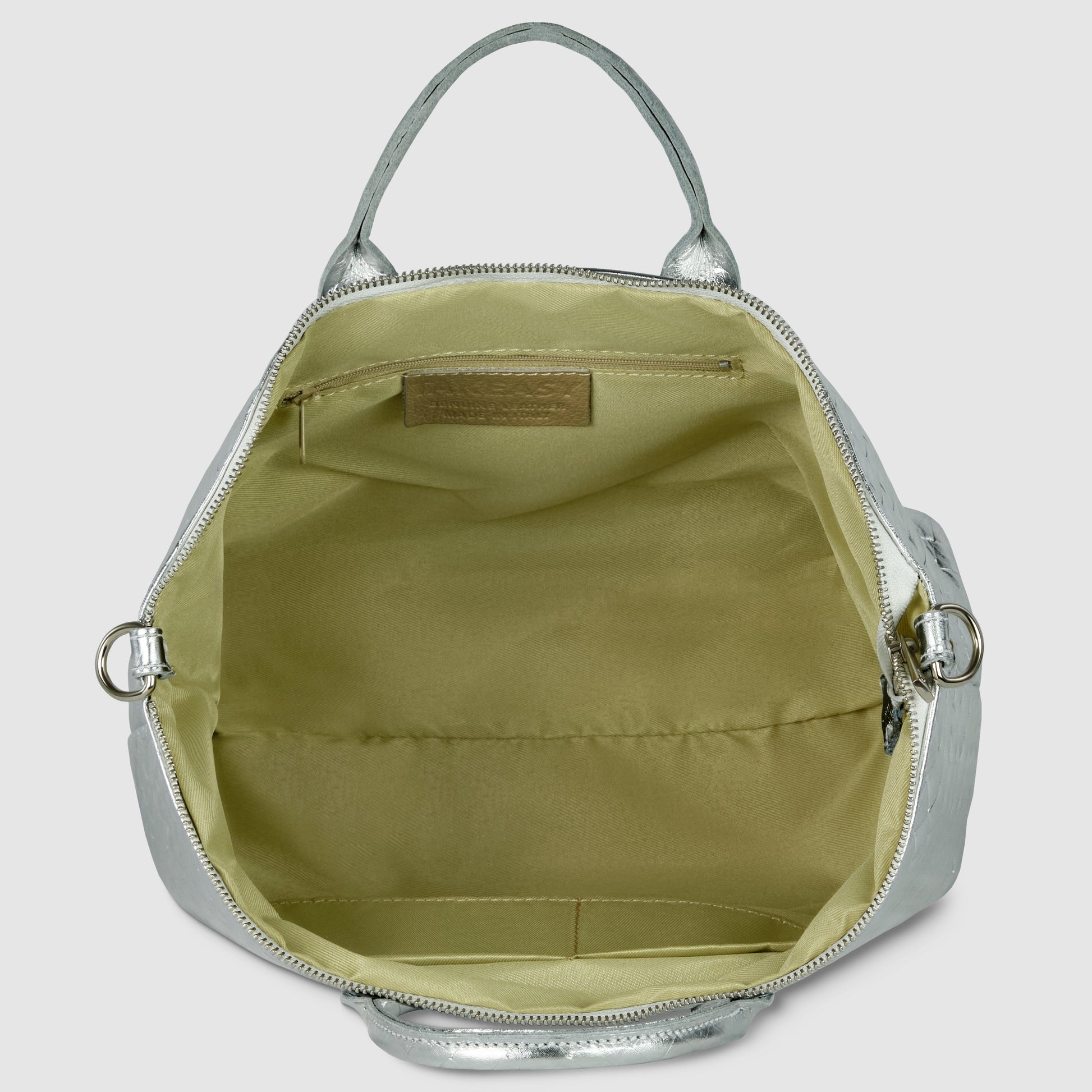 Italian Genuine Weave Metallic Suede Top-Handle Bag 112334