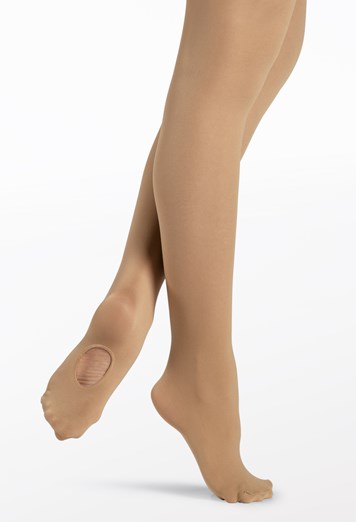 Adult Convertible Tights | 2-in-1 Cropped & Footed Hosiery Caramel