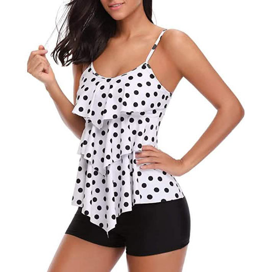 Women's Tankini Two Piece Tummy Control Bathing Suit White